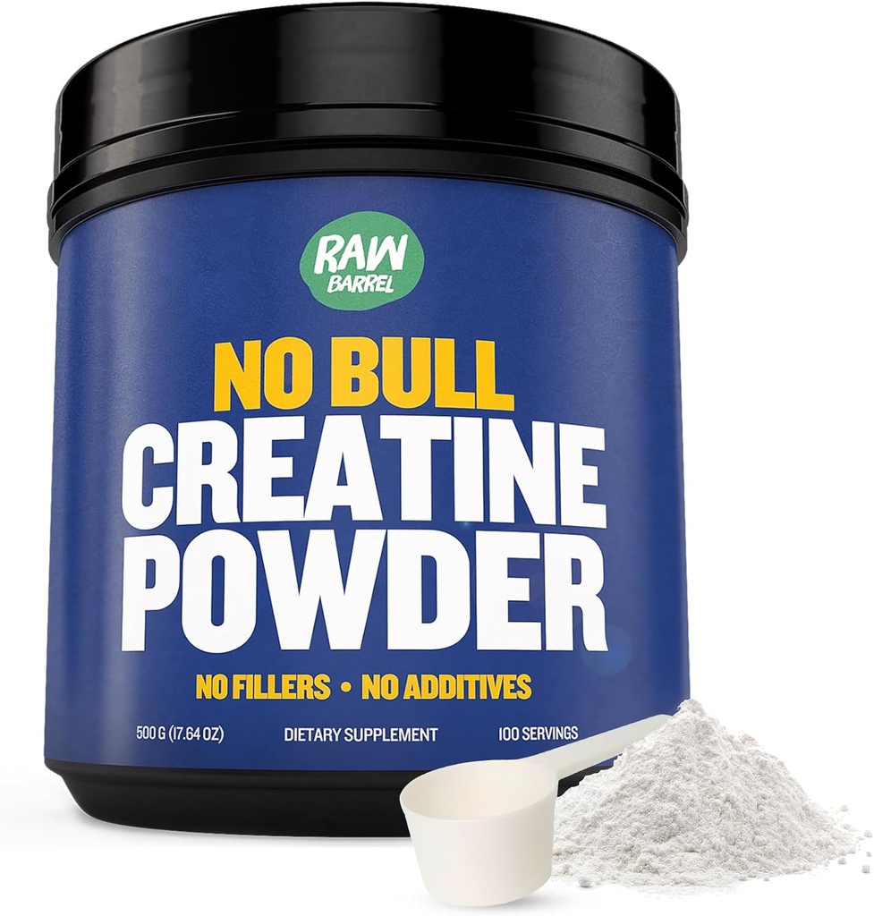 “No Bull” Creatine Powder, Bulk Supplements Creatine Monohydrate for Faster Recovery, Increased Muscle Volume, Strength & Power, Micronized Creatine for Men & Creatine for Women, 500g