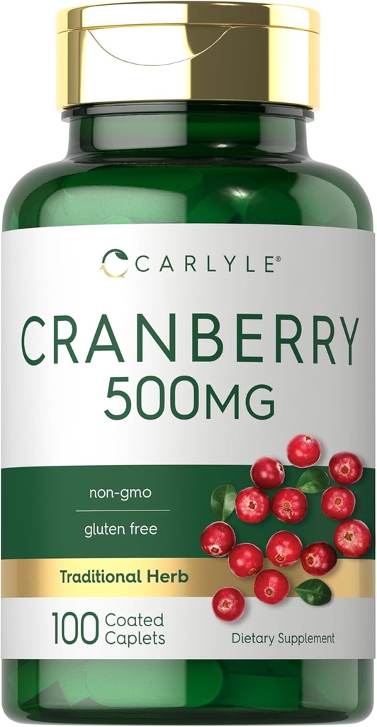 Carlyle Cranberry Pills | 500mg | 100 Caplets | Non-GMO, Gluten Free Supplement for Women & Men