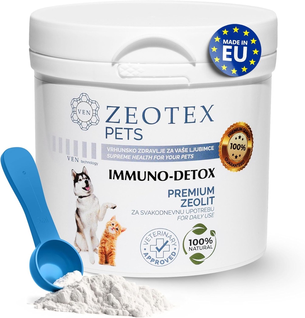 Zeolite Powder 100% Natural Food Supplement for Immunity & Detox, Digestive Health, Joint Health Supplement Powder, Liver Detox, Enhance Pet Health w/Easy-to-Use Pet Supplements, 350g/12.35 oz