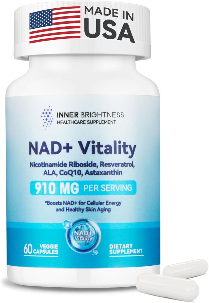 NAD+ Supplement for Women, with 900MG Nicotinamide Riboside (NR), Resveratrol, CoQ10, Alpha-Lipoic Acid, Astaxanthin - Supports Cellular Energy & Repair, Healthy Aging - 60 Vegetarian Capsules