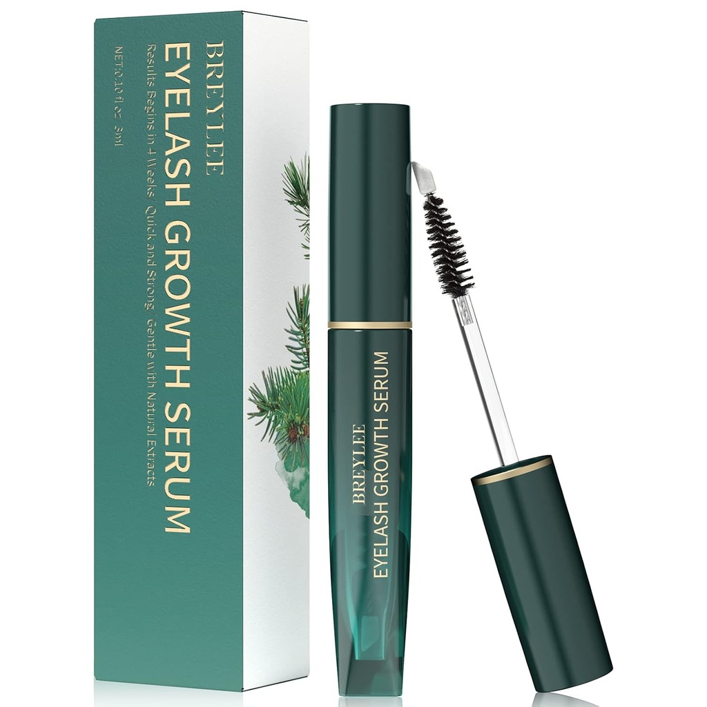 Eyelash Growth Serum, BREYLEE Lash Boost Serum, Eyelash Conditioner for Longer, Fuller, & Thicker Lashes, Gold (3ML/ 0.1 Fl. Oz),Fast Results in 30 days