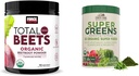 Force Factor Total Beets Organic Beetroot Powder and Country Farms Super Greens Drink Mix, 50 Organic Superfoods, 20 Servings