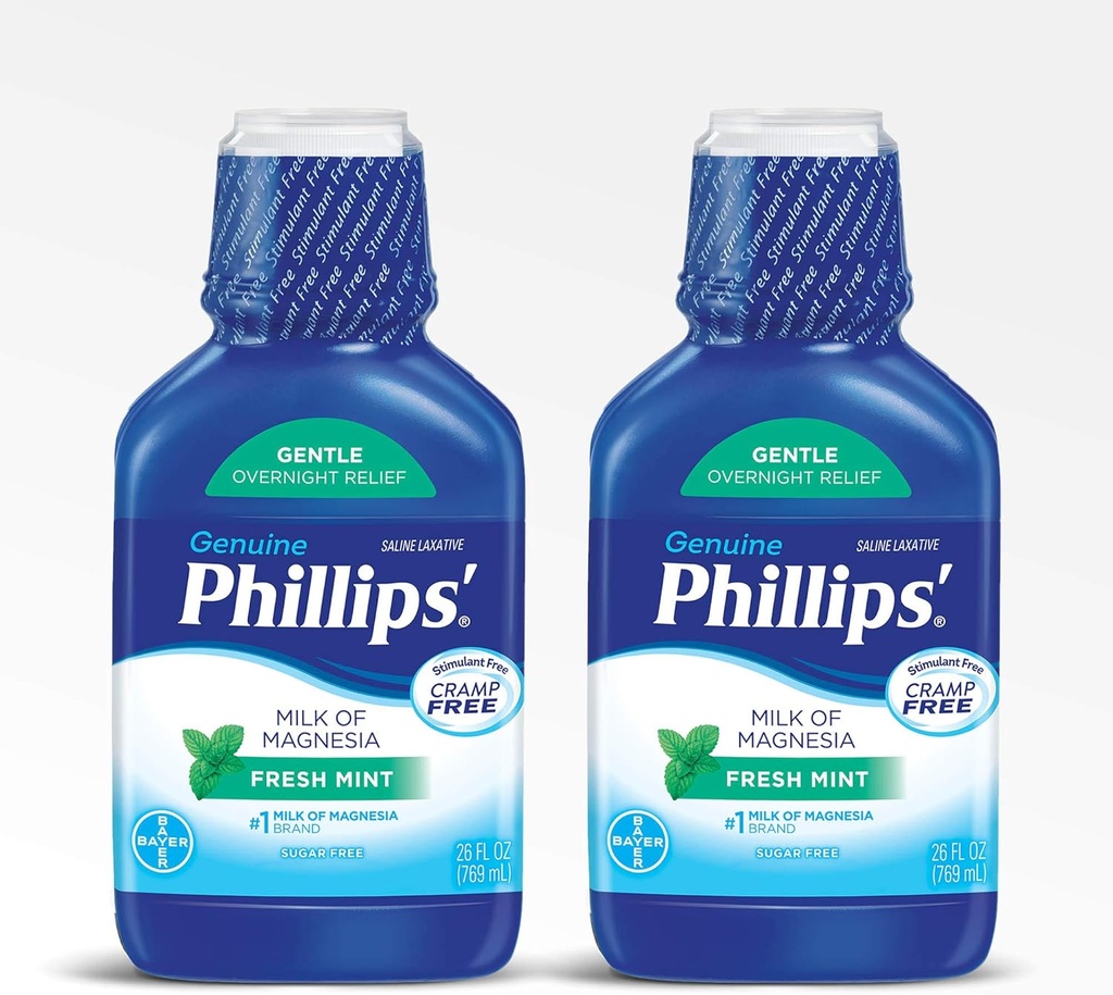 Phillips' Milk of Magnesia Laxative, Fresh Mint, 26 Fl Oz (Pack of 2)