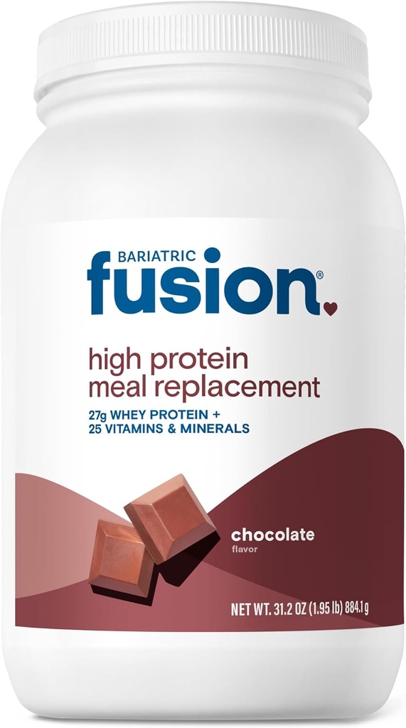 Bariatric Fusion Chocolate High Protein Meal Replacement Shake | 27g Whey Isolate Bariatric Protein Powder | Lactose Free Whey Protein Powder | Gluten and Sugar Free | 21 Servings