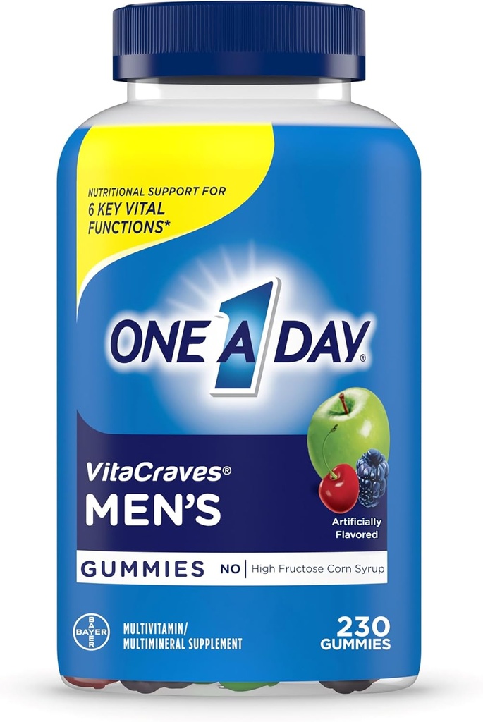 One A Day Men’s Multivitamin Gummies, Multivitamin for Men with Vitamin A, C, D, E, Calcium & More To Support Healthy Muscle Function, Gummies, 230 Count
