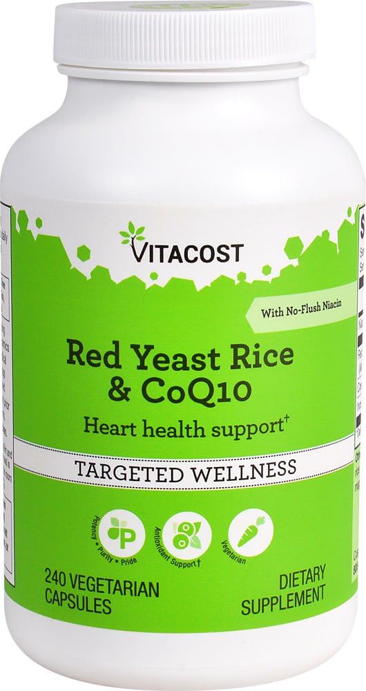 Vitacost Red Yeast Rice & CoQ10 with No-Flush Niacin -- 240 Vegetarian Capsules