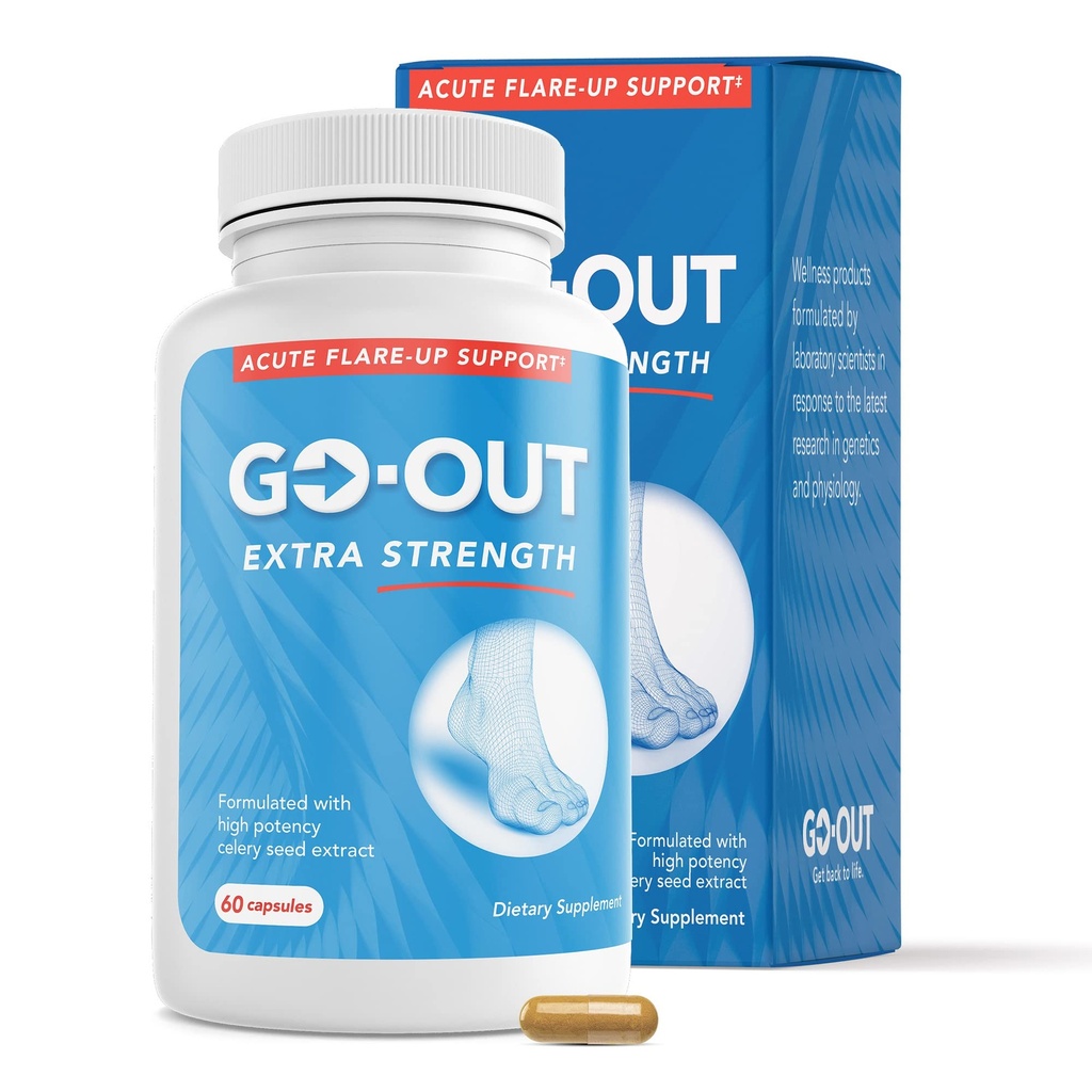 Mt. Angel Vitamins Go Out - Extra Strength Support - Uric Acid Balance with Tart Cherry, Celery Seed, Turmeric - Non-GMO, Gluten-Free - 60 Caps