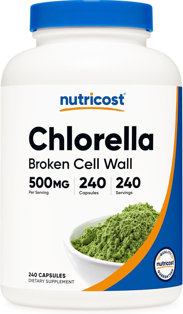 Nutricost Chlorella Capsules 500mg, 240 Vegetarian Capsules - Non-GMO and Gluten Free