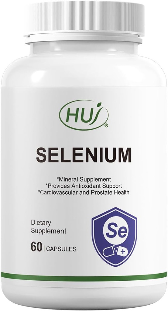 HUJ Selenium Supplement, 60 Capsules, Antioxidant Support, Mineral Supplement