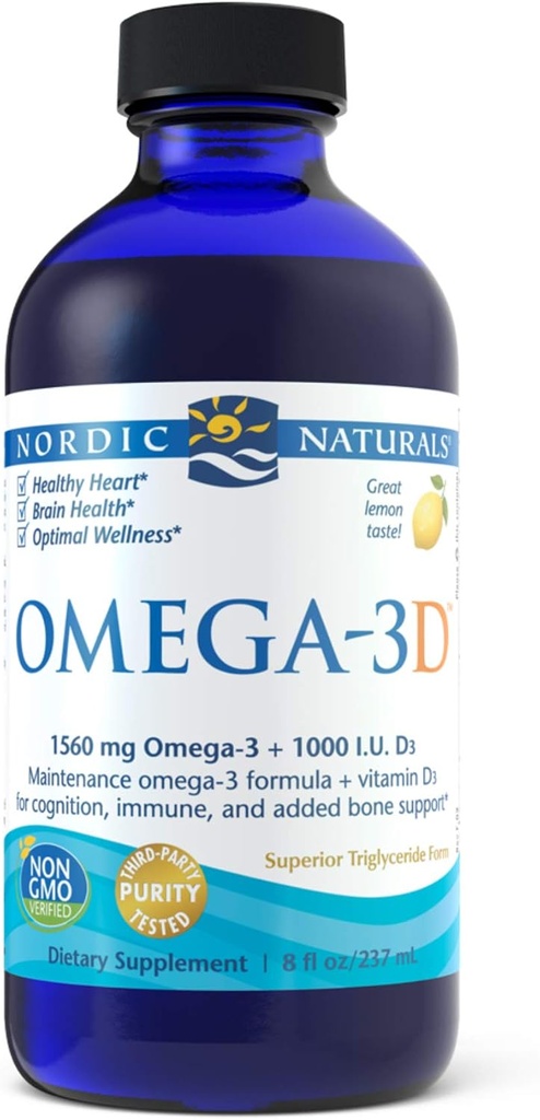 Nordic Naturals Omega-3D Liquid, 8-Ounce, 0.88 Bottle