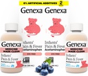 Genexa Infants' Clean Acetaminophen | Pediatrician Preferred Ingredients | Pain Reliever & Fever Reducer for Babies | Dye Free, 0% Artificial Additives | Organic Blueberry Flavor, 4 fl oz (2 Pack)