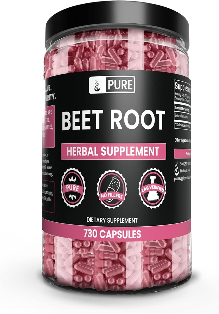 PURE ORIGINAL INGREDIENTS Beet Root (730 Capsules) No Magnesium Or Rice Fillers, Always Pure, Lab Verified
