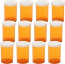 Empty Plastic Pill Bottles with Easy Open Snap Caps (Not Child Resistant), Prescription Medication Vials, Clear Containers, PillCases Dispenser Organizers (20 Dram, 12pcs)