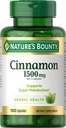 Nature's Bounty Cinnamon Capsules, Herbal Supplement, Supports Sugar Metabolism, 1500mg, 100 Capsules