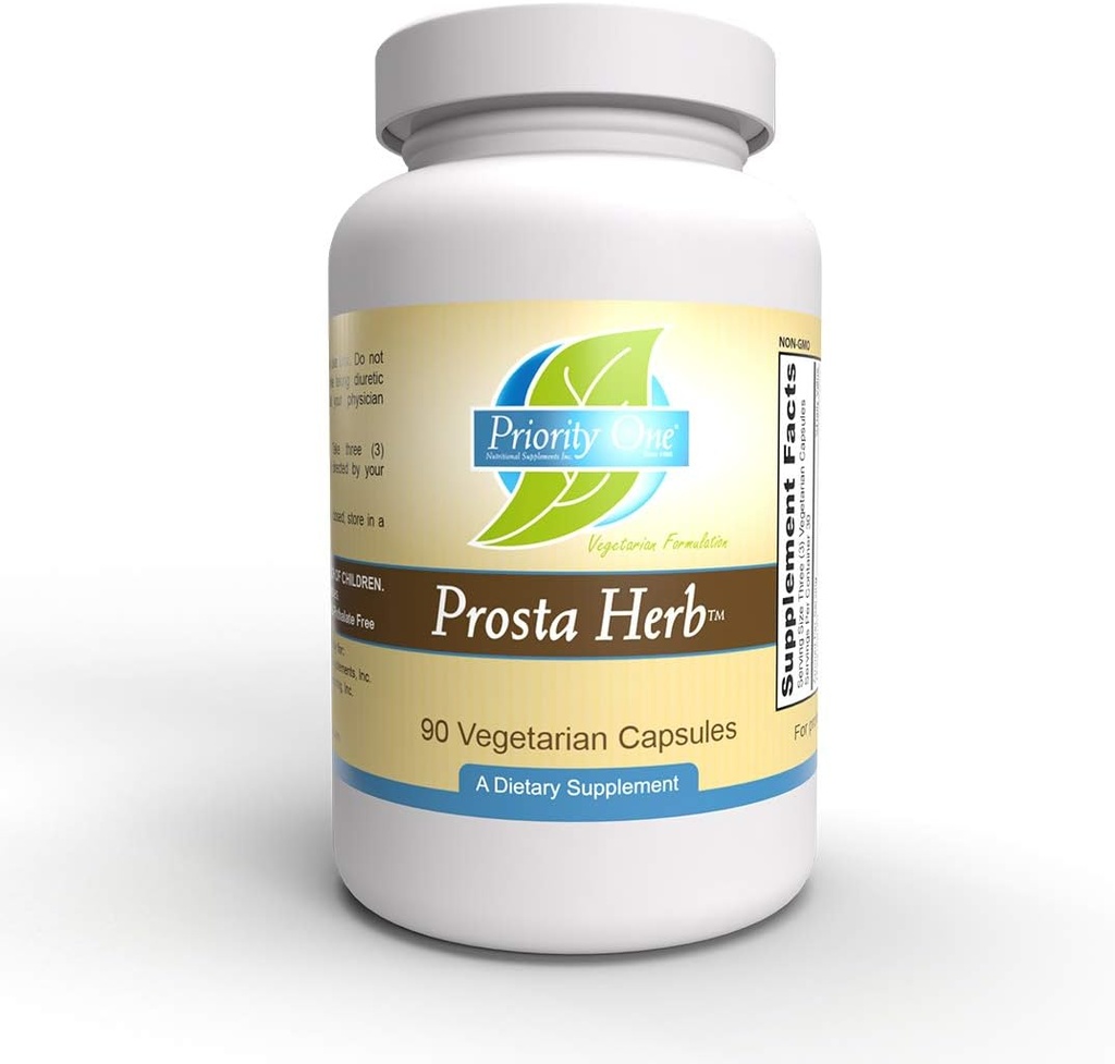 Priority One Vitamins Prosta Herb 90 Vegetarian Capsules - Supporting a Healthy Prostate While maintaining Male Hormones Within The Normal Range.*
