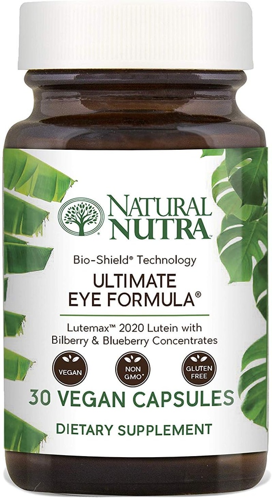 Natural Nutra Ultimate Eye Health Supplement - Bilberry & Blueberry Extract Blend for Day and Night Vision Support, Promotes Color Perception & Eye Clarity - Non-GMO, Gluten-Free, Vegan - 30 Capsules