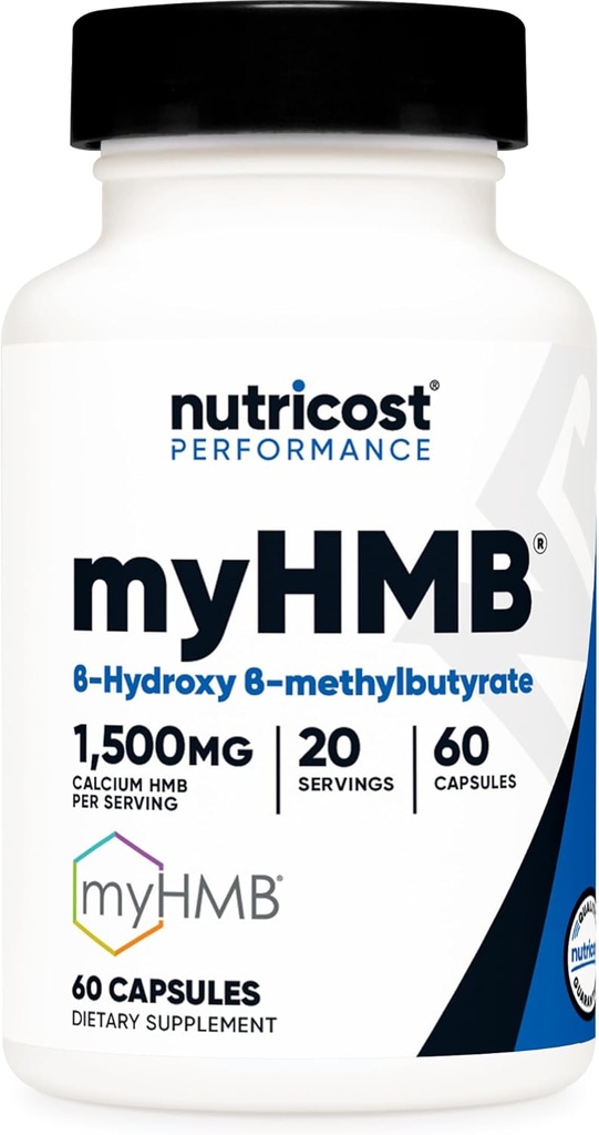 Nutricost myHMB Capsules 1,500MG Calcium HMB Per Serving, 60 Capsules, 20 Servings - Performance Line, Calcium B-Hydroxy B-Methylbutyrate Monohydrate