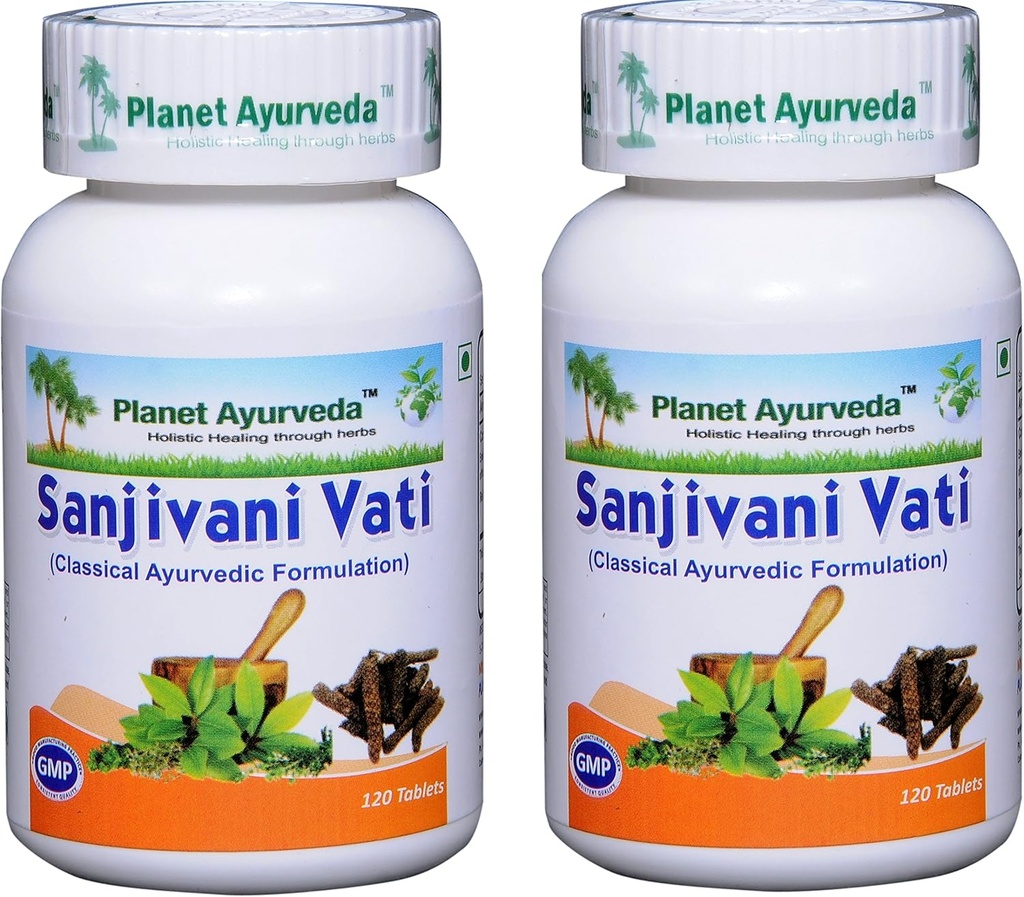 Planet Ayurveda Sanjivani Vati - Herbal Tablets, 100% Natural and Pure - 2 Bottles(Each Bottle Contains 120 Tablets)