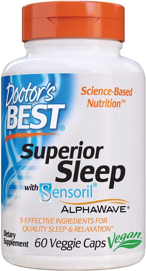 Doctor's Best Superior Sleep with Sensoril, Formula Contains Ashwagandha, 5-HTP, L-Theanine & GABA, 60 Count