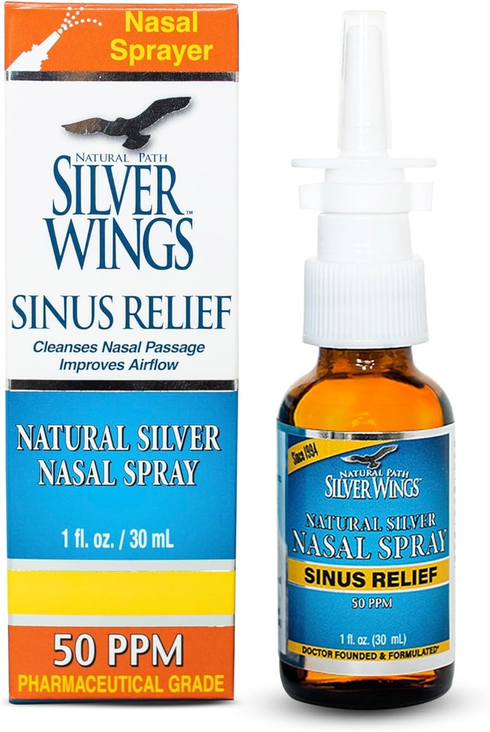 Natural Path Silver Wings Sinus Relief Natural Silver Nasal Spray - 50ppm - 1oz