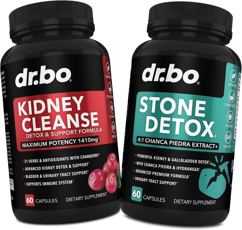 Kidney Cleanse & Stone Detox Support Supplement - Natural Cranberry, Juniper Berries, Buchu, Uva Ursi Extract, Stone Breaker Chanca Piedra - Support Kidneys Gallbladder, Bladder & Urinary Tract Health