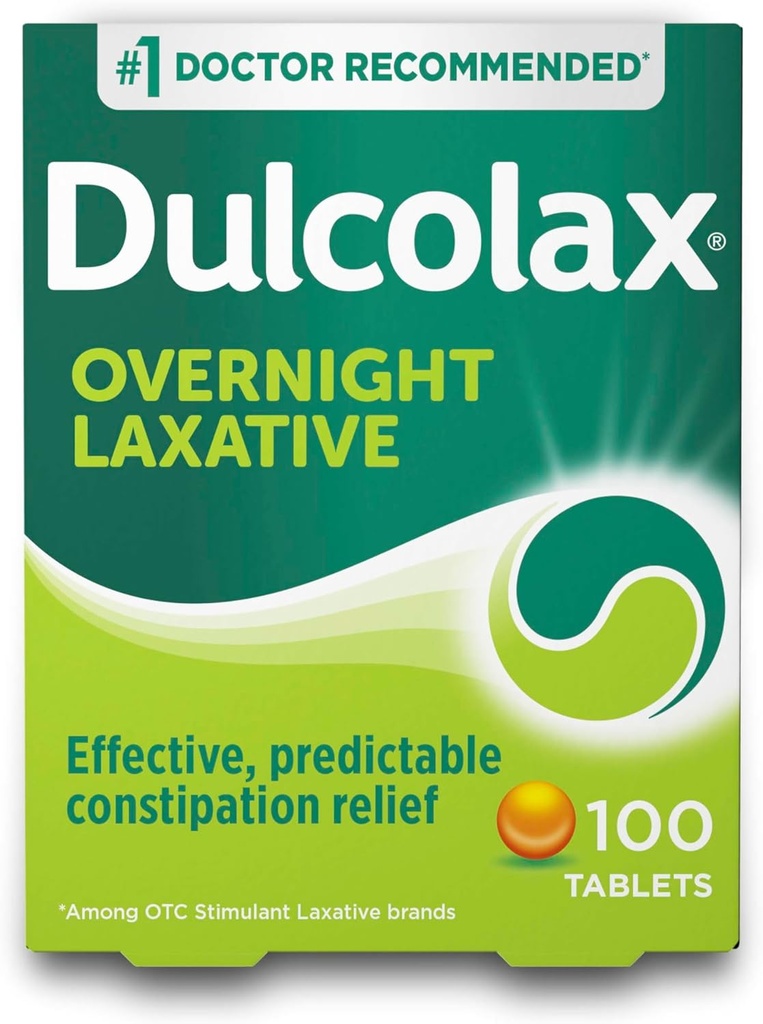 Dulcolax Stimulant Laxative Tablets, Predictable & Effective Constipation Relief, Relieves Straining & Bloating, Bisacodyl 5 mg, 100 Count