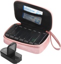 Weekly PU Leather Pill Bag Organizer Case 2 Times a Day, AM PM Daily Pill Box to Hold Vitamin, Fish Oil, Supplements and Medicine (Pink)