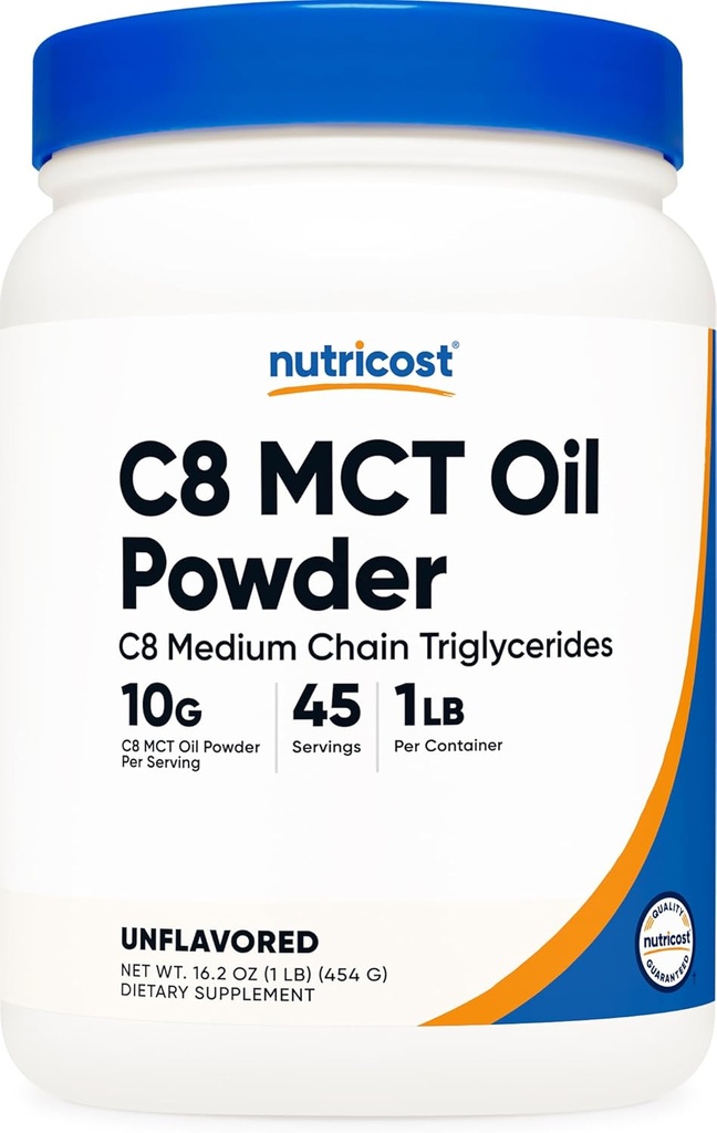 Nutricost C8 MCT Oil Powder 1LB (16.2oz) - 95% C8 MCT Oil Powder