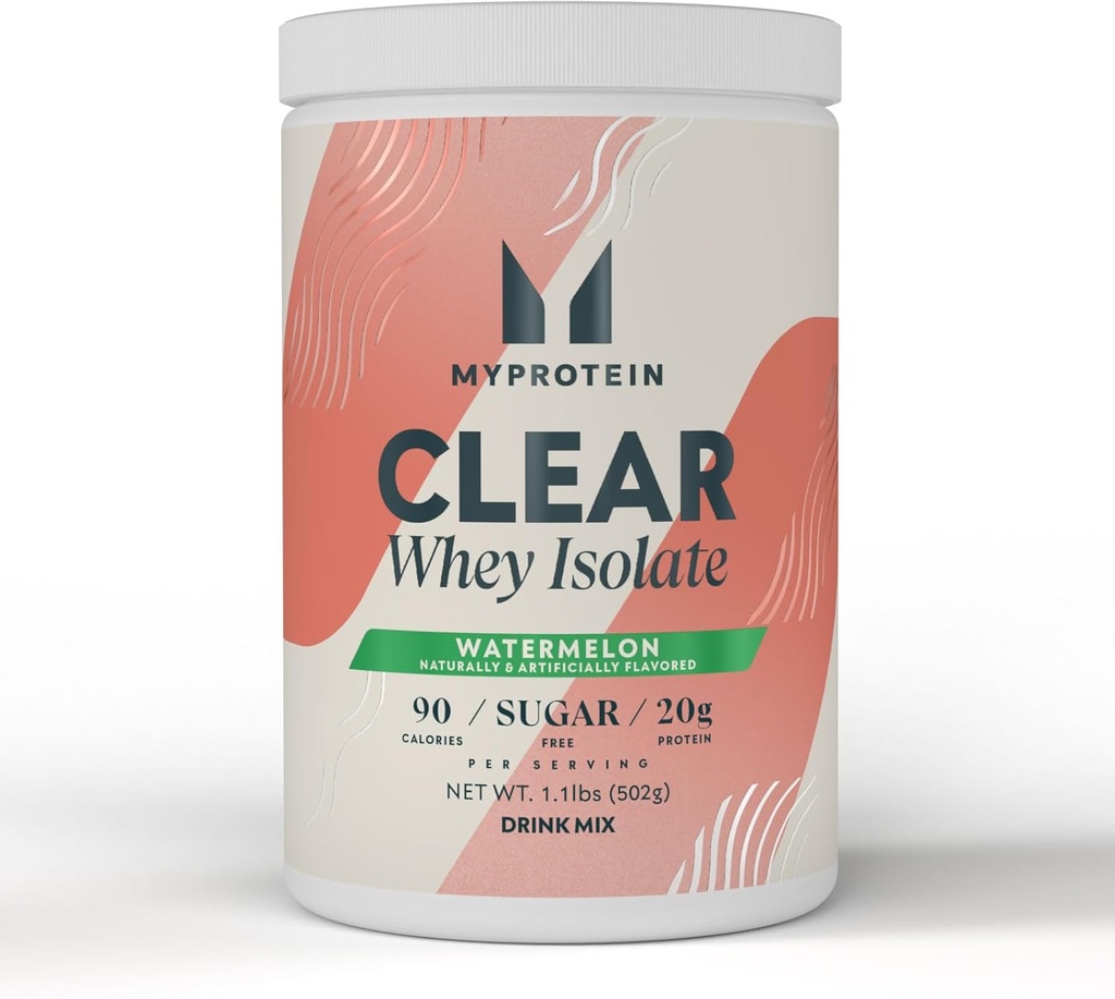 Myprotein Clear Whey Isolate Protein Powder, 1.1 Lb (20 Servings) Watermelon, 20g Protein per Serving, Naturally Flavored Drink Mix, Daily Protein Intake for Superior Performance