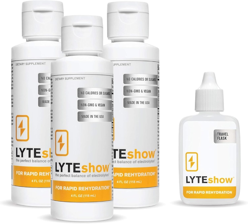 LyteLine LyteShow Sugar-Free Electrolyte Supplement, 3 Pack, 120 Servings - Keto Friendly, Zinc and Magnesium for Rapid Rehydration, Workout, Muscle Recovery and Energy - Vegan