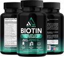 Biotin and Collagen Supplements with Keratin - Biotin 5000mcg Capsules for Hair Growth, Healthy Skin & Nails - Optimized Blend of Hyaluronic Acid & Vitamin-B Complex for Women & Men, 90 Capsules
