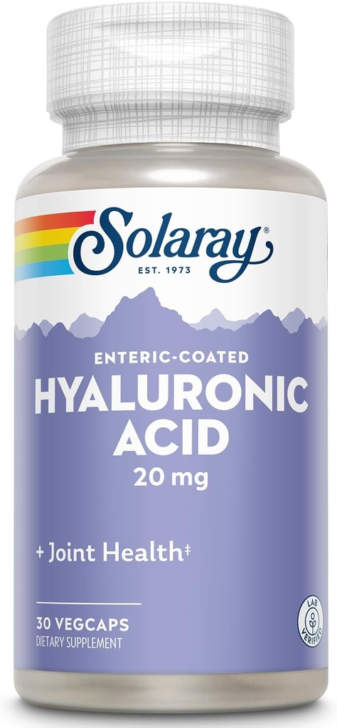 SOLARAY Hyaluronic Acid | Helps Support Healthy Joint Comfort and Skin Health | with Vitamin C | 30 VegCaps