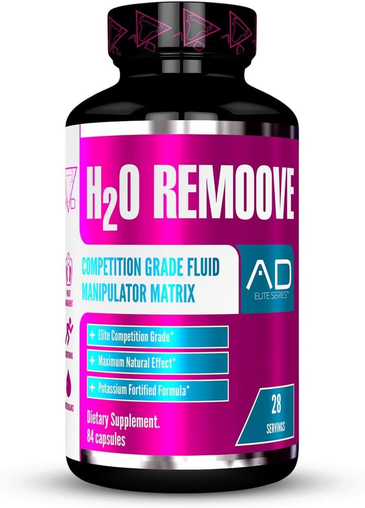 Project AD H2O Remoove Nutural Diuretice Water Management System, Contains a Potassium-Sparing Formula Designed To Promote a Drier, Leaner And More Vascular Looking Physique (28 Servings)