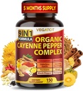 Organic Cayenne Pepper 9IN1 Complex with Cinnamon, Ginger, Turmeric for Overall Health, Immune System, Digestion Wellness (150 Count (Pack of 1))
