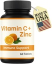 LLC Vitamin C Tablets 1000mg with Zinc – Immune Support Supplement for Adults – High Potency Antioxidant – Supports Skin Health & Cold Relief – Non-GMO, Gluten-Free – 60 Tablets