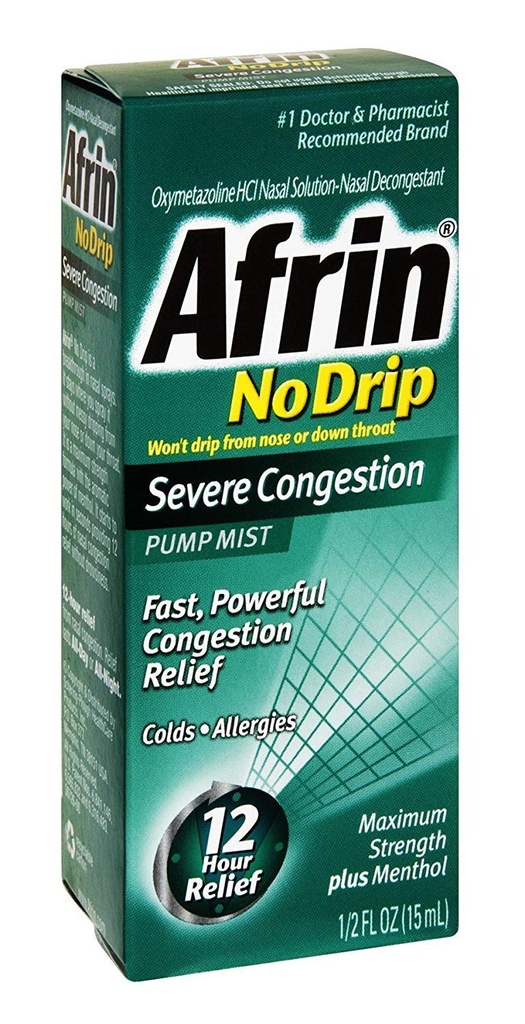 Afrin No Drip Severe Congestion Pump Mist 15 mL (Pack of 6)