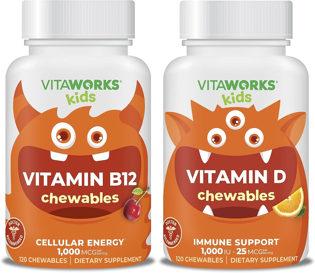 Kids Vitamin B12 Chewables + Vitamin D3 1000 IU Chewables Bundle