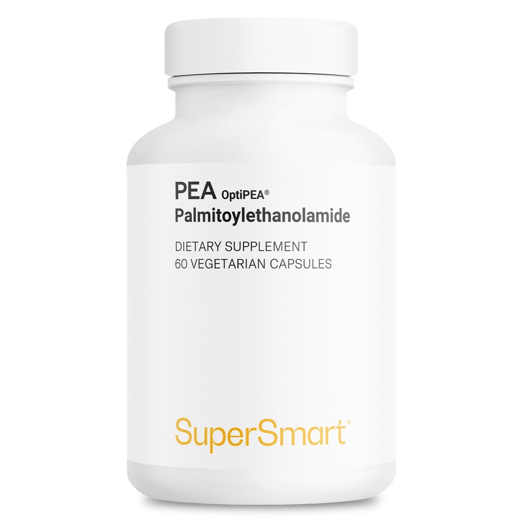 Supersmart - 99% Pea Supplement PalmitoylEthanolAmide 1200 mg per Day - with OptiPEA - Natural Supplement - General Health & Neuropathy Support | Non-GMO & Gluten Free - 60 Vegetarian Capsules