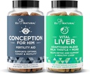 Conception for Him and Vital Liver Bundle - Male Fertility Booster & Prenatal Supplement + 9-in-1 Liver Support