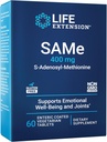 Life Extension Same, S-Adenosyl-Methionine, 400 mg, Best-Selling Mood Health, Liver Health and Joint Support Supplement, Non-GMO, Vegetarian, Gluten Free, 60 enteric-Coated Tablets