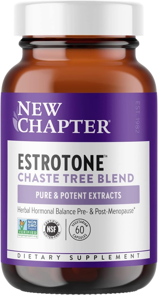 New Chapter Menopause Supplement - Estrotone Herbal Hormone-Balance Blend with Black Cohosh to Reduce Hot Flashes & Night Sweats - 60 ct Vegetarian Capsule