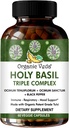 Organic Veda Holy Basil Capsules - Triple Complex Tulsi Holy Basil Leaf Extract - Support Respiratory Health, Immunity - Promotes Healthy Stress Response & Mood - Vegan, Gluten-Free - 60 Count