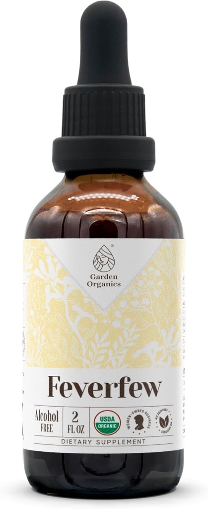 Feverfew USDA Organic Alcohol-Free Extract | Dietary Supplement, High-Potency Tincture | Natural Certified Organic Feverfew (Tanacetum parthenium) Dried Herb (2 oz)