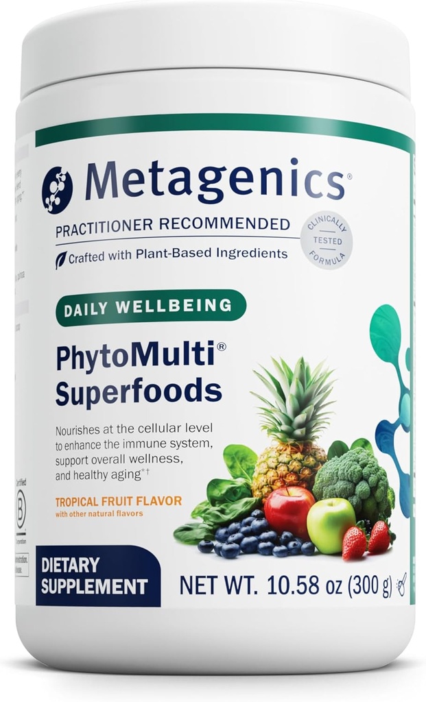 Metagenics PhytoMulti Superfoods - Organic Fruit & Vegetable Superfood Powder Blend - for Overall Wellness & Immune System Support - Tropical Fruit Flavor - 29 Servings - 10.58 Oz