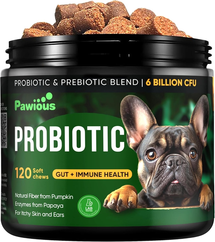 Probiotics for Dogs - Digestive Enzymes Gut Flora, Digestive Health, Immune System - Diarrhea Support, Itchy Skin, Allergies - Pumpkin, Flaxseed Meal, Papaya Powder - Probiotic Chews for Dogs