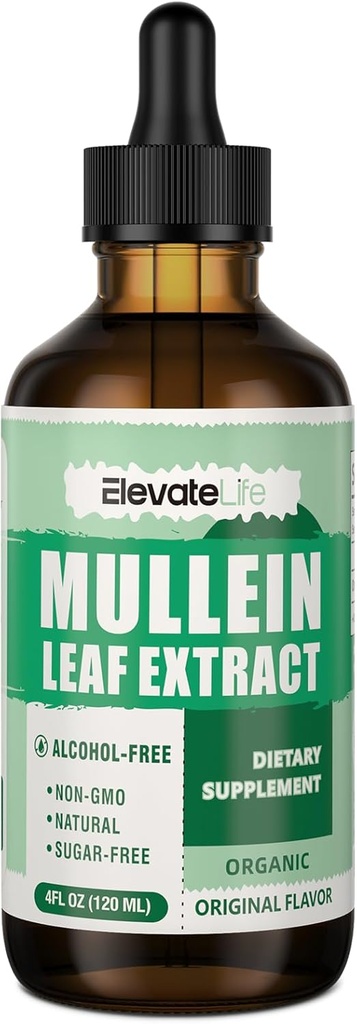 ElevateLife Mullein Drops for Lungs - Mullein Leaf Extract Supplement - Lung Detox & Bronchial Cleanse for Smokers - Respiratory Health Support - 4oz
