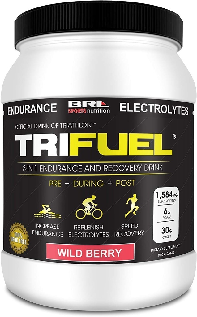 3-in-1 Endurance and Recovery, Hydration, BCAA, Electrolyte Enhanced Drink (Wild Berry)…