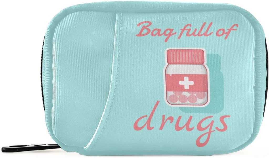 Pill Organizer Pill Box 7 Day Pill Case Bag Travel Pill Organizer Bag with Zipper Portable Weekly Case Compact Size for Vitamins Supplement Holder