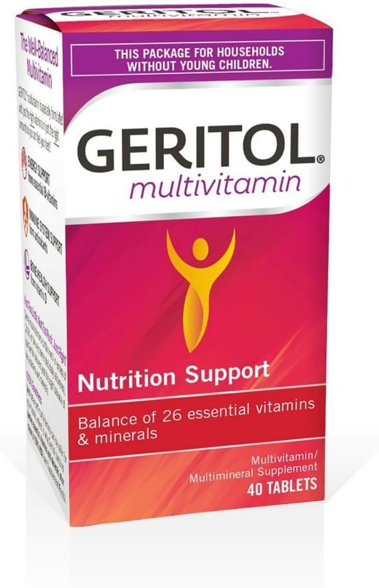Geritol Multi-Vitamin Nutritional Support Tablets, Balance of 26 Essential Vitamins and Minerals, 40-Count (Pack of 2)