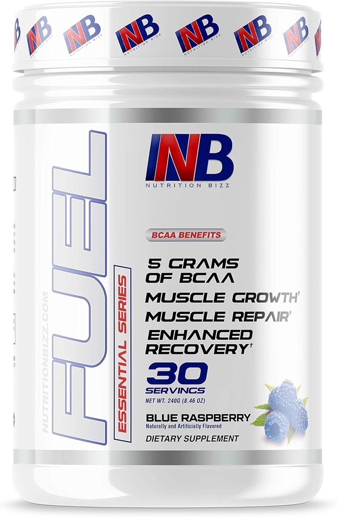 BCAA Powder, 5 Grams of BCAAs Amino Acids, Post Workout Recovery Drink for Muscle Building, Recovery, and Endurance, 30 Servings (Blue Raspberry)